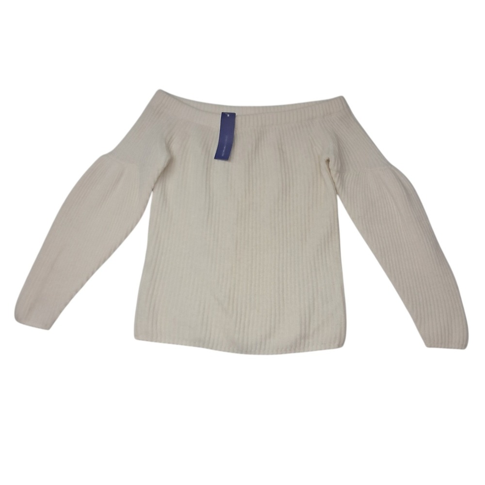 NWT Rebecca Minkoff Sweater Womens XS Cream Lottie Off Shoulder Wool Cashmere